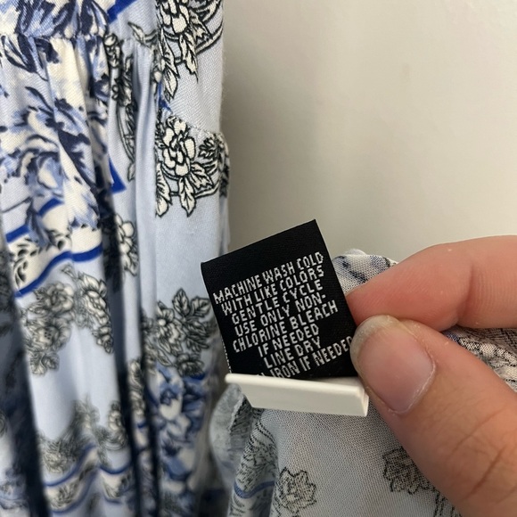 New torrid blue/white Midi Challis High Neck Dress size 00 - Picture 9 of 10